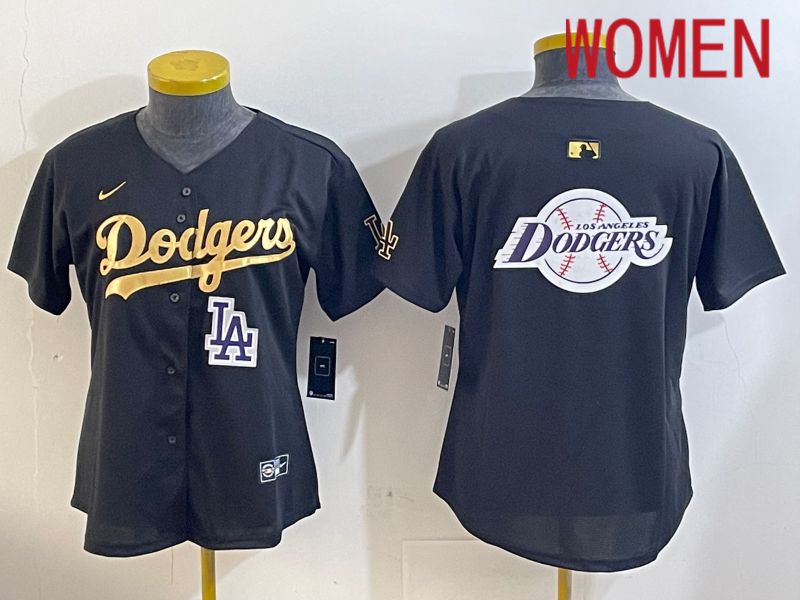 Women Los Angeles Dodgers Blank Black Gold Game 2024 Nike MLB Jersey style 1209->women mlb jersey->Women Jersey